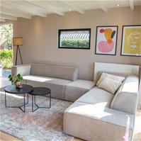 Sfeerfoto Stoff Hocker Memphis rechteckig taupe