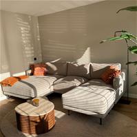 Sfeerfoto Design Hocker Denver Stoff rechteckig taupe