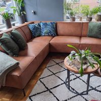 Sfeerfoto Industriële hoekbank Kansas eco-leer cognac links
