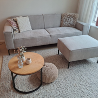 Sfeerfoto 3-zitsbank Kansas lichtgrijs ribstof