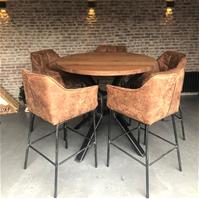 Sfeerfoto Barhocker Aaron Microfaser mit Armlehne cognac 82cm