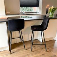 Sfeerfoto Velvet barkruk Mikky zwart 65-78 cm