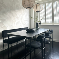 Sfeerfoto Velvet eetkamerbank Espen zwart 160 cm