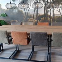 Sfeerfoto Esszimmerstuhl Eco-Leder Block mit Armlehne olivgrün