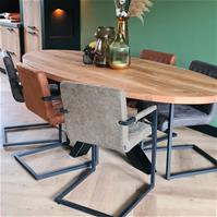 Sfeerfoto Industriële eetkamerstoel Diamond olijfgroen eco-leer