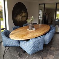 Sfeerfoto Velvet eetkamerstoel Jayron blauw