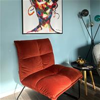 Sfeerfoto Samt Sessel Malaga modern kupfer / rostbraun