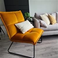 Sfeerfoto Samt Sessel Malaga modern ockergelb