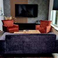 Sfeerfoto Samt Sessel Mika mit Armlehne kupfer/rostbraun