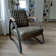 Sfeerfoto Industriële fauteuil Ivy eco-leer olijfgroen