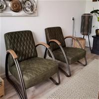 Sfeerfoto Industriële fauteuil Ivy eco-leer olijfgroen
