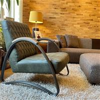 Sfeerfoto Industriële fauteuil Ivy eco-leer olijfgroen