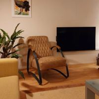 Sfeerfoto Industriële fauteuil Ivy eco-leer beige